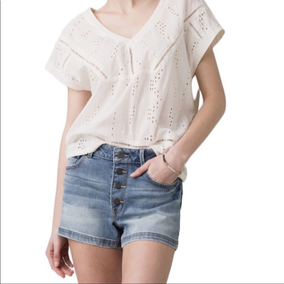 NEW prAna Gram Denim Organic Cotton Jean Short Button Fly Vintage Style Sz 14 32 - Picture 4 of 16